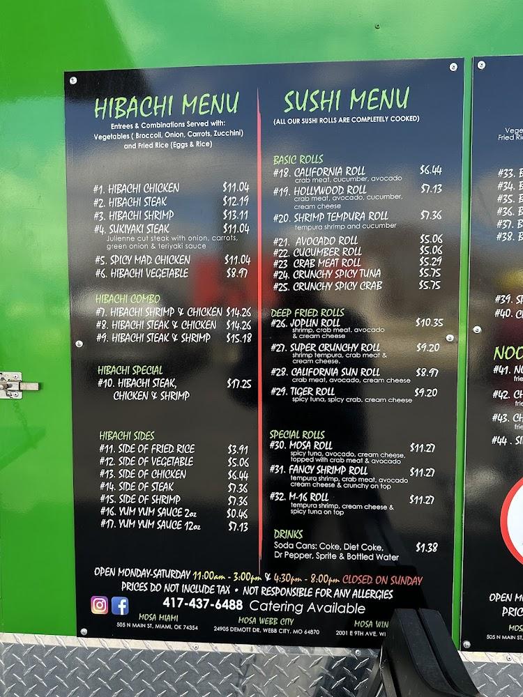 MOSA Hibachi & Sushi Japanese Express Joplin, MO Menu image 1